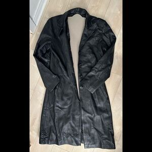 Black Leather Women's Coat